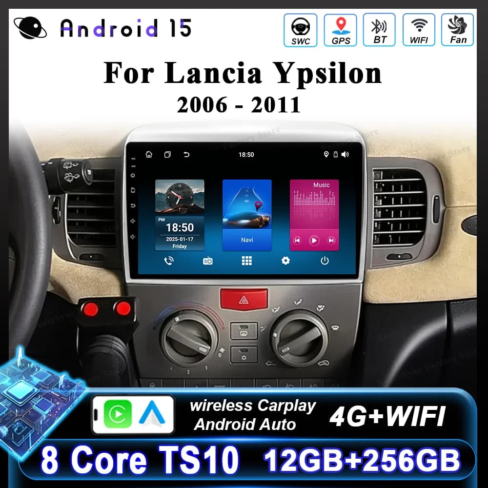 Car Video Reader For Lancia Ypsilon 2006 - 2011 Autoradio Multimedia Reader Autoradio GPS Carplay Android Auto Touch Screen Wifi