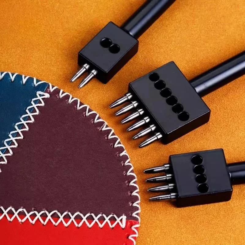 4mm/5mm/6mm Leather Process Round Holes Row Punch DIY Leather Bag/shoe/coasters Hand Stitching Hole Auxiliary Punching Tools