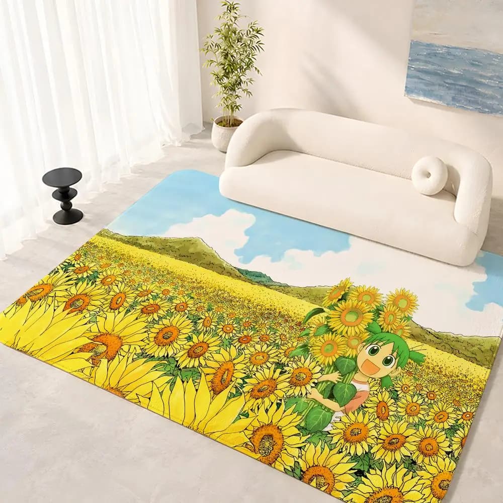 Yotsubato Anime floor mat, soft non-slip flannel mat for living room