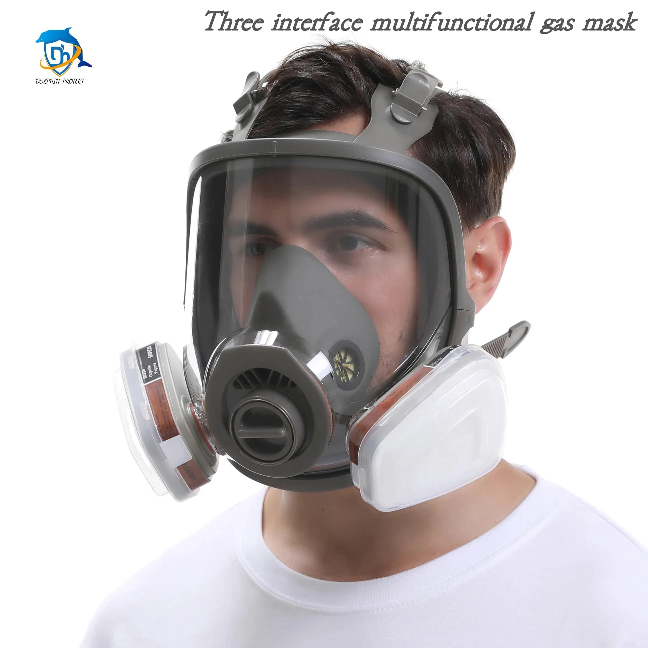 6800 three door multipurpose gas mask industrial spray filter replaceable insecticide paint spray for organic steam welding