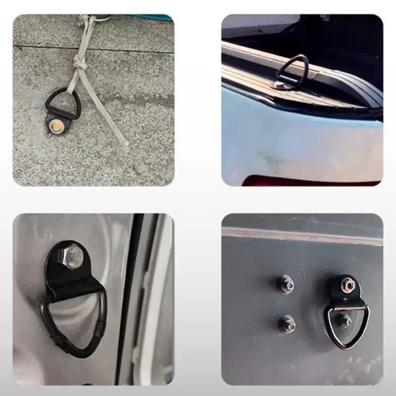 Black V hook with D ring, metal hooks for trucks, trailers, car, triangular hook for rope, anchor for loading