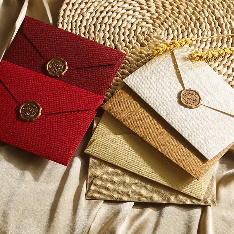 1/5 Set Deluxe Linen Envelope and Letter Set with Wax Seal - Perfect for DIY Gifts, Wedding Invitations and Office Use