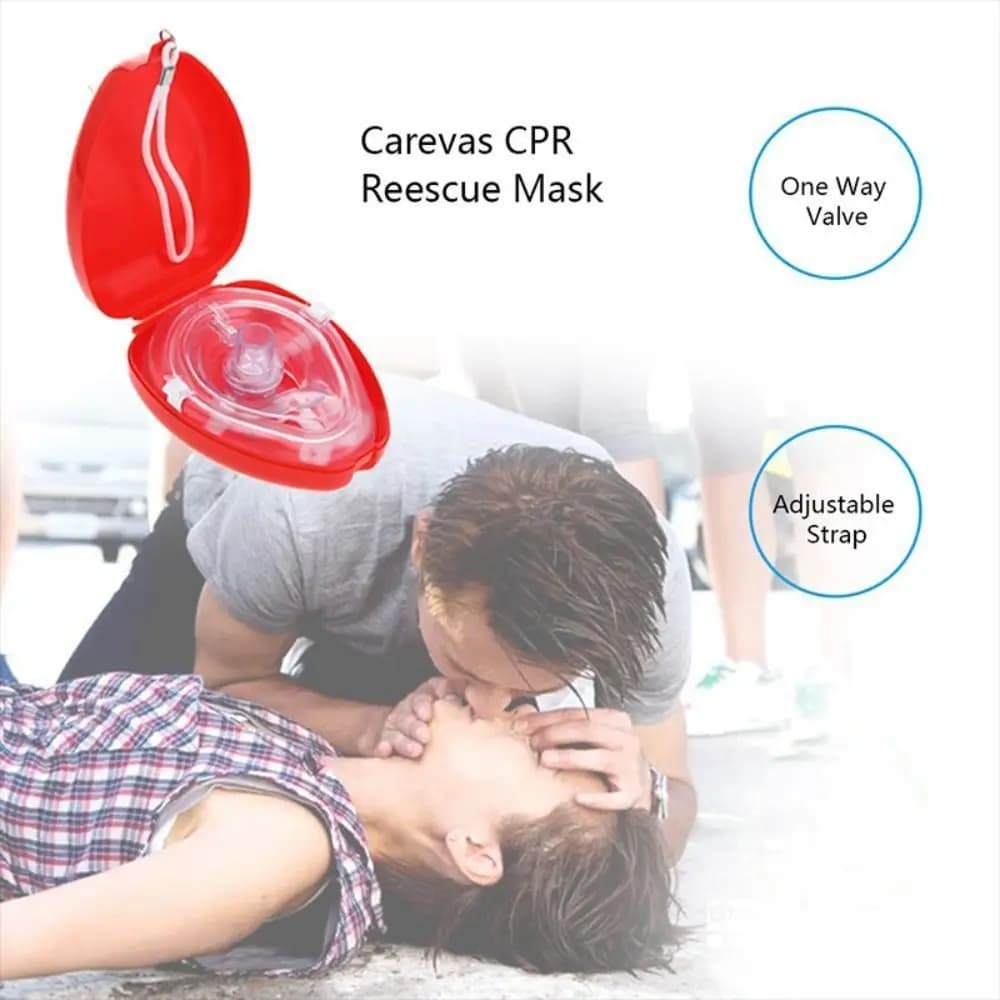 Reuseable CPR Breathing Mask Breathing Mask Professional Artificial Respiration Mask One-way Valve Tools Red Cpr Rescue