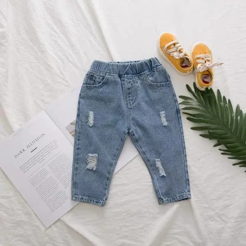 UNITIM Jeans per Bambini in Cotone con Strappi, Pantaloni in Denim Casual Larghi con Elastico in Vita per Bambini 2-6 Anni, Pantaloni Primaverili per Ragazzi