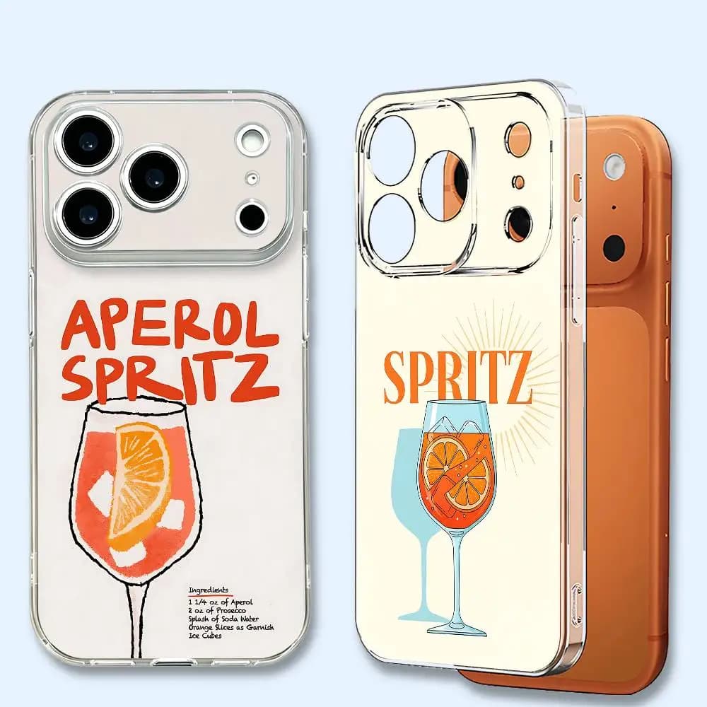 Aperol Spritz Transparent Phone Cover Soft TPU For iPhone 17 16 15 14 13 12 11 Pro Max Plus Air XR Full Protection