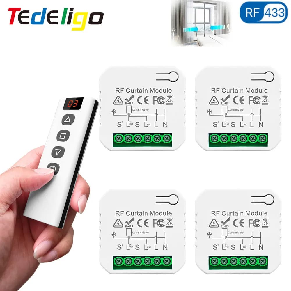 Tedeligo RF interruttore per tende Wireless 5 in 1 canale remoto, modulo Controller per tapparelle 110V,220V,230V, 240V, 16A, Ga