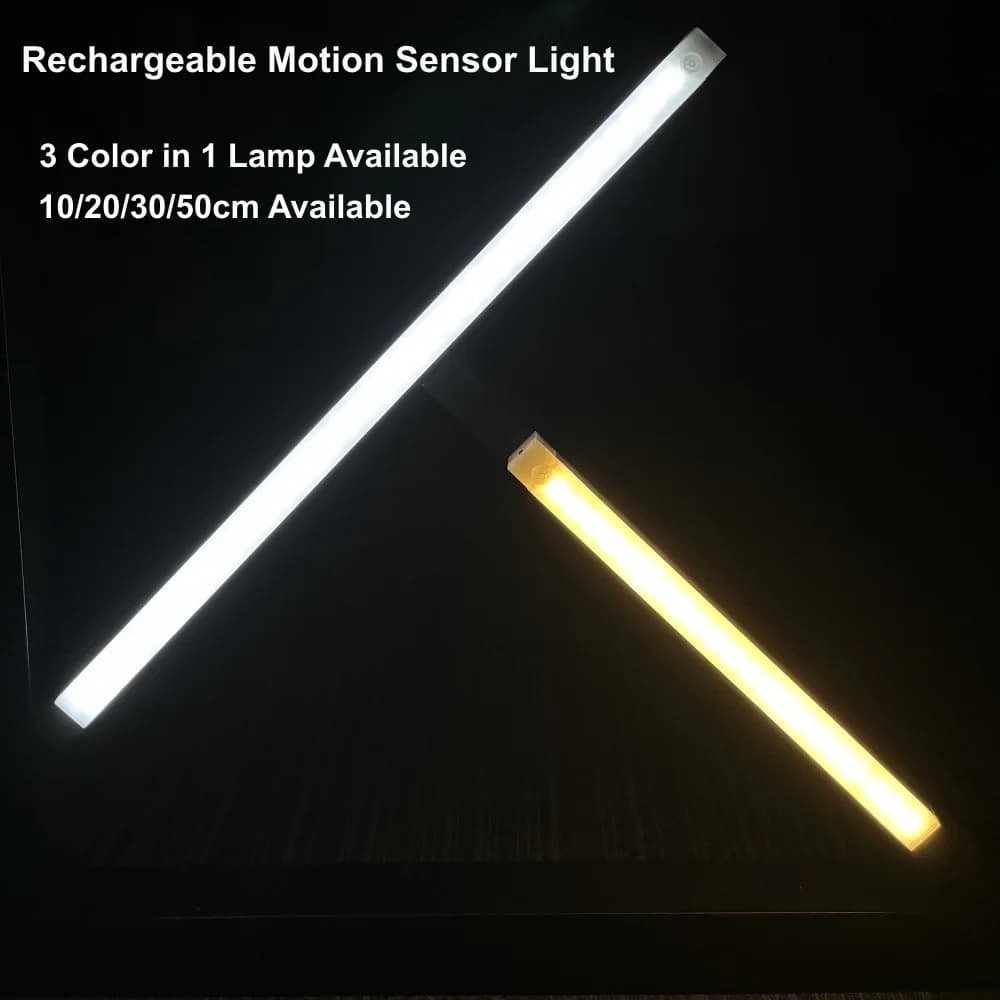 Lampada da barra con sensore di movimento senza fili a tubo LED ricaricabile Lampada a striscia lunga a induzione per luce notturna sul comodino dell'armadio