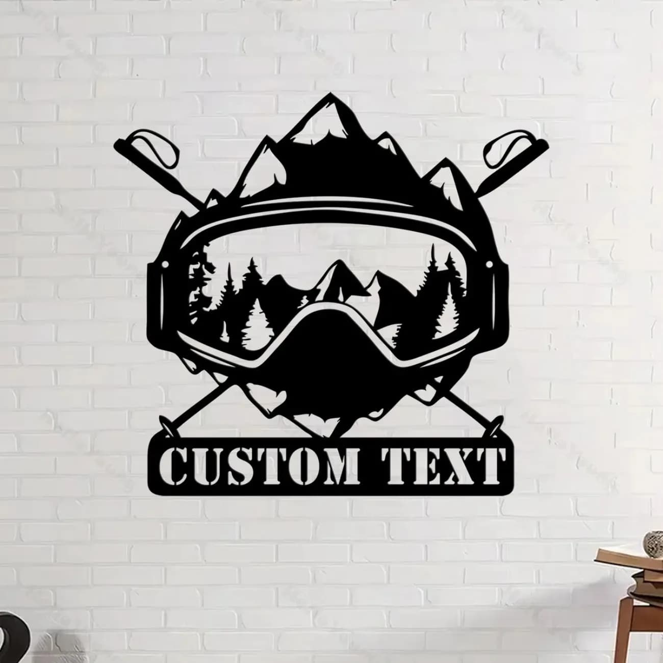 Decorazione personalizzata in metallo con tema snowboard - Nome degli occhiali personalizzato Wall Art, vendita calda per gli spazi domestici degli amanti dello sci
