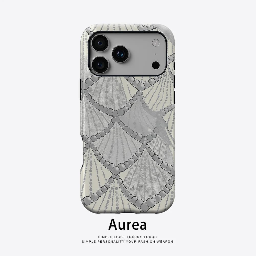 Custodia Aurea opaca antiurto per MagSafe per iPhone 17 16 15 14 Plus 13 Pro Max, in PC rigido con rete a sfere argentata