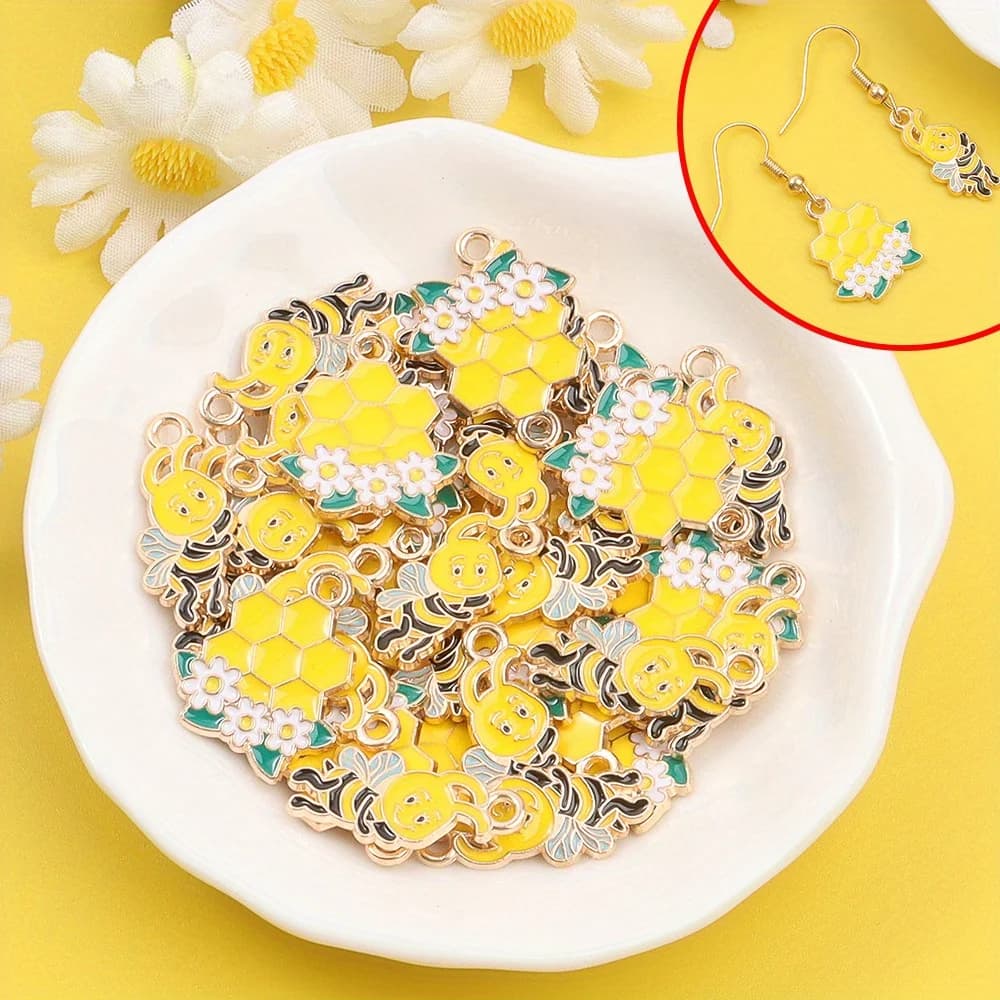 Ciondolo a forma di ape e nido d'ape in lega da 4/10/20 pezzi, adatto per braccialetti fai da te, collane, portachiavi, accessori decorativi per orecchini