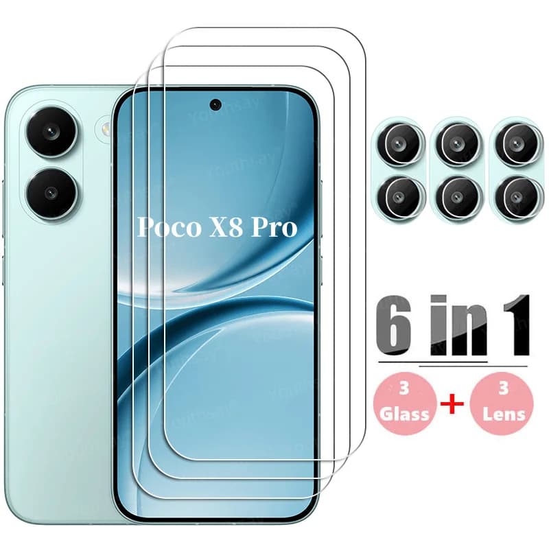Full Gule Glass For Poco X8 Pro Tempered Glass Poco X8 Pro Screen Protector HD Protective Phone Camera Lens Film Poco X8 Pro
