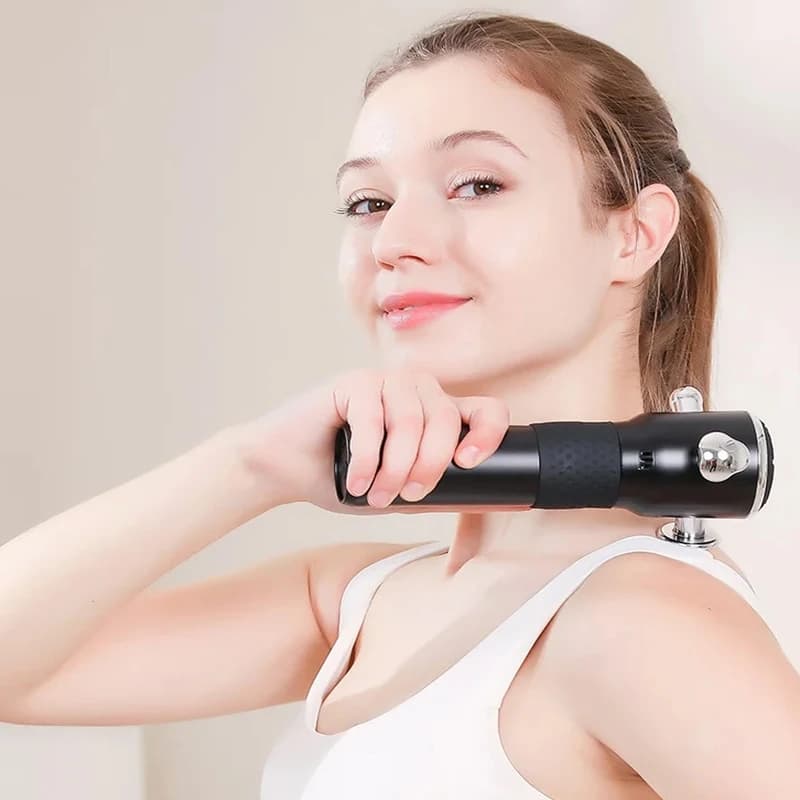 3 Speed Rechargeable Wireless Portable High Frequency Strap Gun Deep Muscle Massage with 4 Body Massage Heads