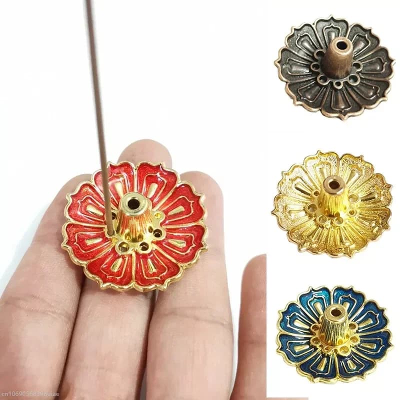 Porta bastoncini per bruciatore di incenso in lega di loto, linea buddista per la casa, piastra di incenso, base a spirale in legno di sandalo, templi, decorazioni per la casa delicate