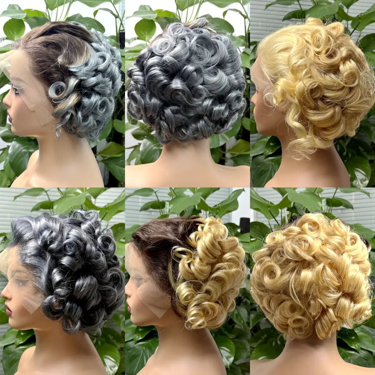 T2-Gray Loose Fumi Bob Wig Short Bouncy Curly Human Hair Wigs 250% Density 13x4 Lace Frontal Loose Wave Wigs for Black Women