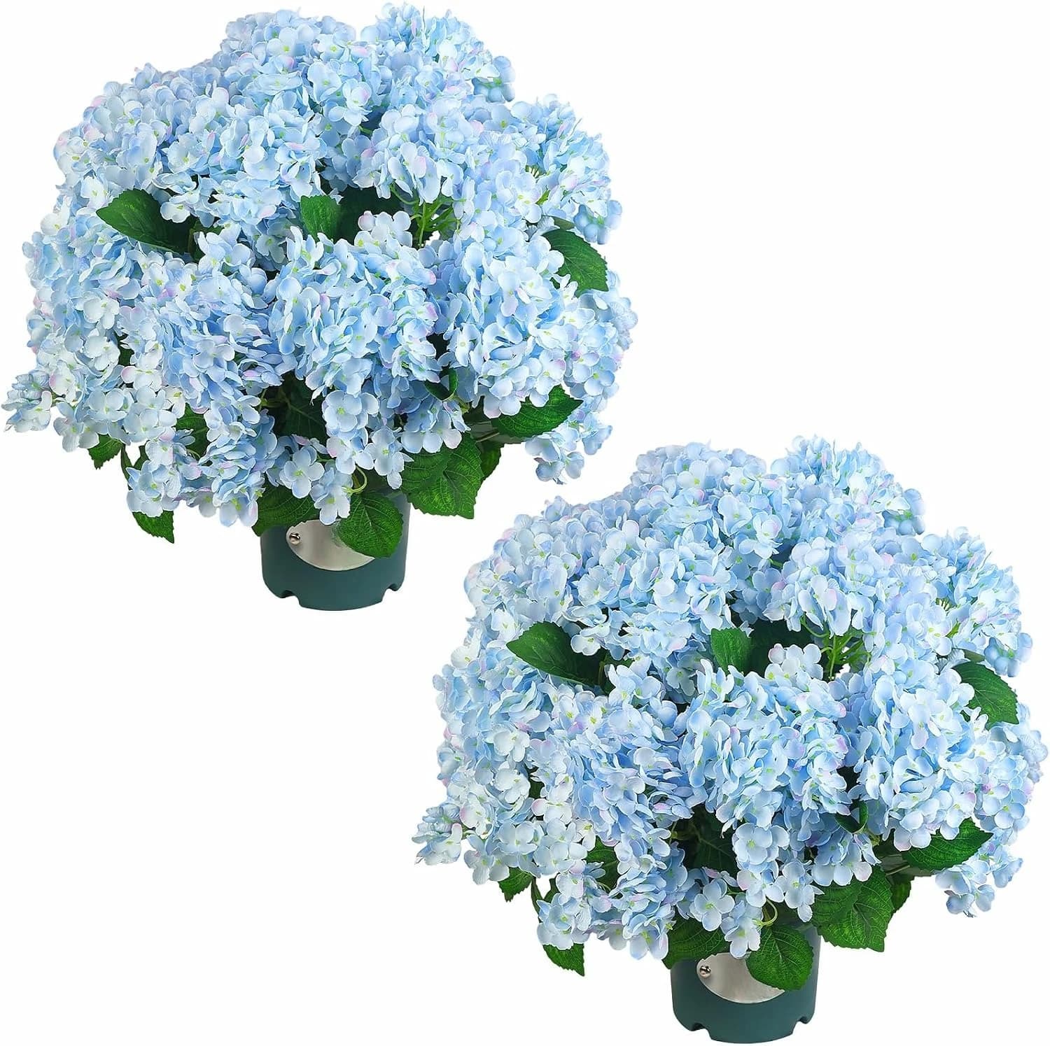 20 Inch UV Resistant Potted Artificial Hydrangea Bush, Lifelike Faux Flower Plant, Indoor & Outdoor Decorative Greenery for Front Porch, Patio and Garden Landscaping