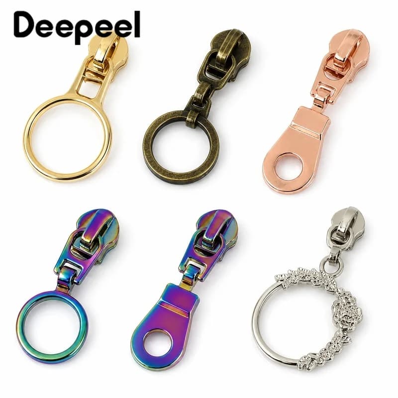 10-50Pcs 5# O Ring Zipper Sliders Zinc Alloy Decorative Pull Heads for Nylon Tape Bags Wallets Shoes Garment Closure Repair Kit