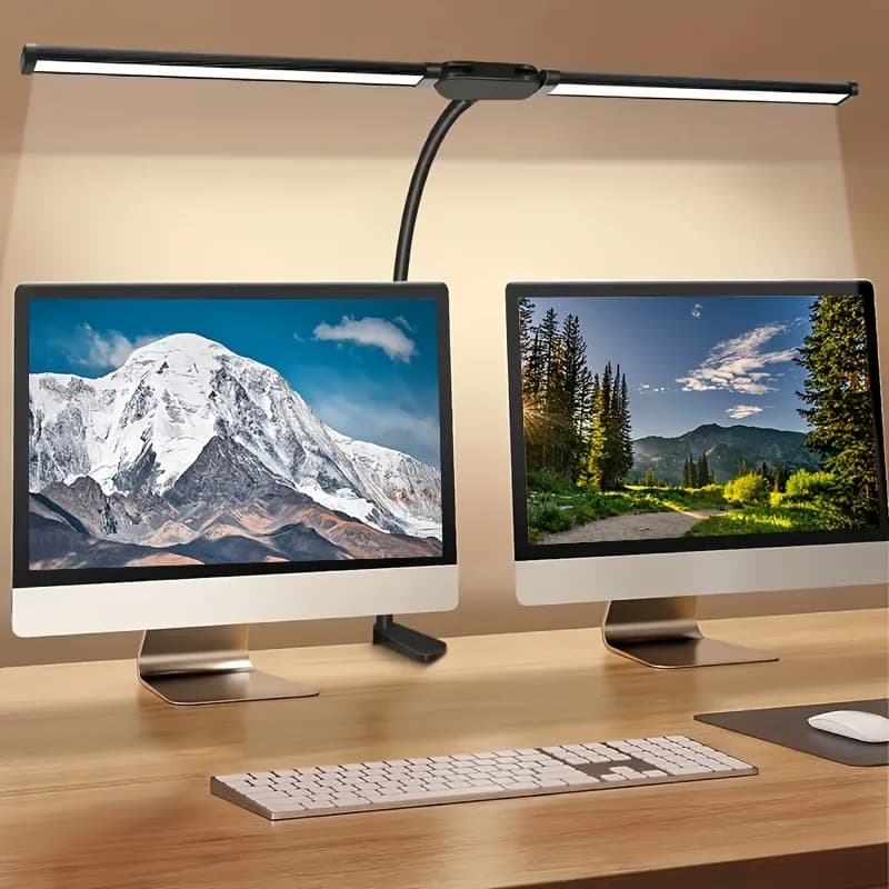Table lamp with double head LED clip table lamp by architect for home office lighting 3 color modes and 10 dimmable desk lamps to protect eyes