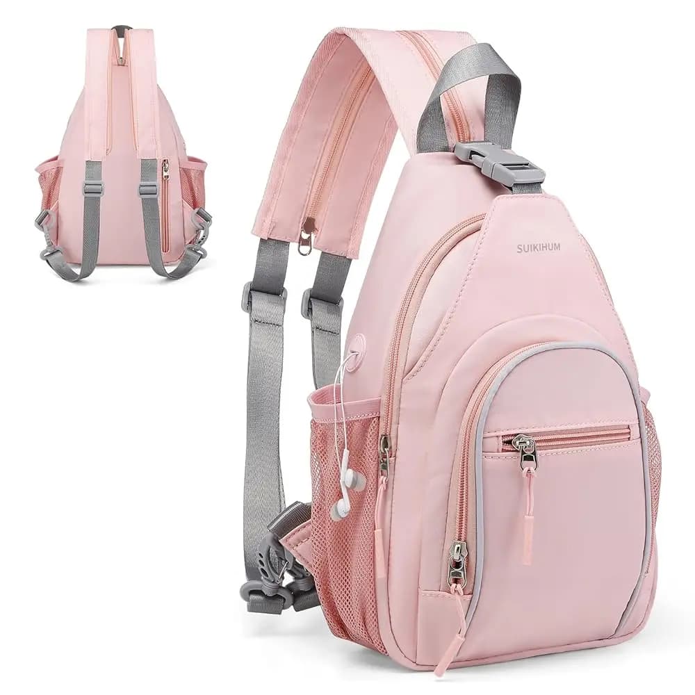 Borsa a Tracolla con Portabottiglie, Zaino Convertibile 8.3'' Antifurto, Marsupio da Petto per Uomo e Donna