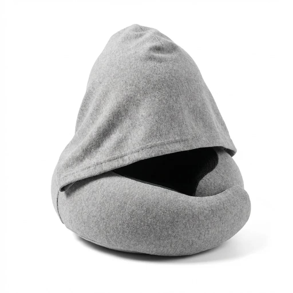 U-Shape Hooded Neck Pillow Travel Pillow Neck Protection Pillow with Cap Portable Neck Support for Airplane Car Nap Outdoor