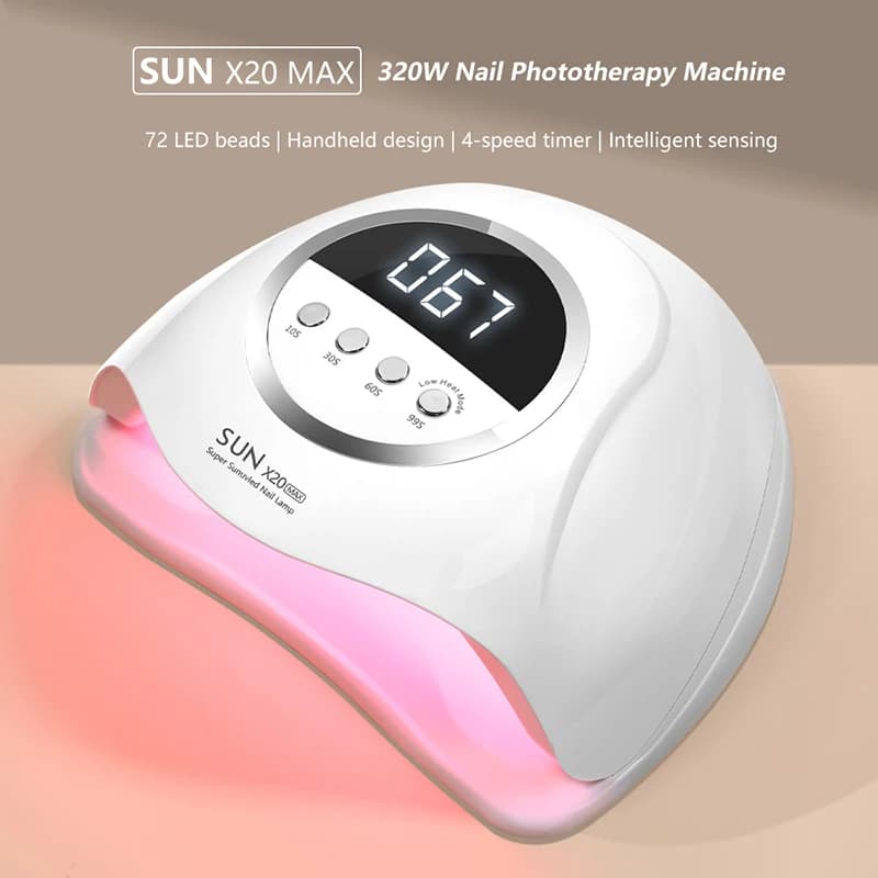 Asciugatrice per lampada UV a LED da 320 W per unghie Lampada per asciugare lo smalto gel con 4 impostazioni timer Sensore automatico Luce per unghie professionale per salone di bellezza