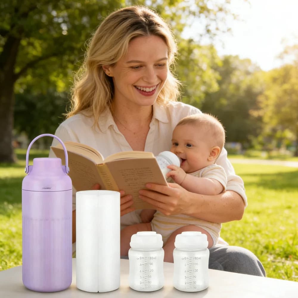 Dispositivo di raffreddamento portatile per latte materno da viaggio, contenitore per bottiglie di latte materno con raffreddamento senza ghiaccio da 30 ore, a prova di perdite da 12 once per esterni