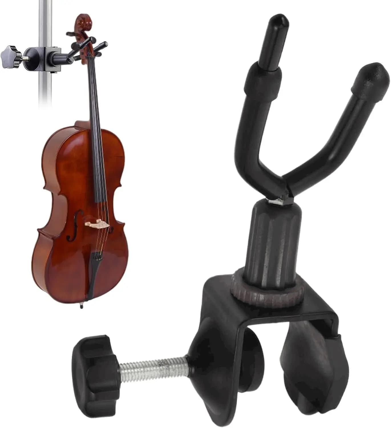 Violin Hanger Holder 360° Rotate Viola Ukulele Hanger Violin Hanger for Microphone Stand for Stage Shows, Home Studio Pract