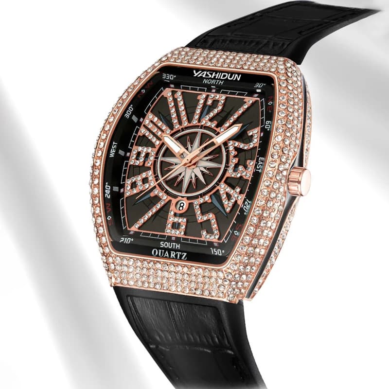 Men's watches on special offer, luxury quartz watch with diamonds, waterproof, with digital calendar, men's sports watch, wristwatch, reloj hombre