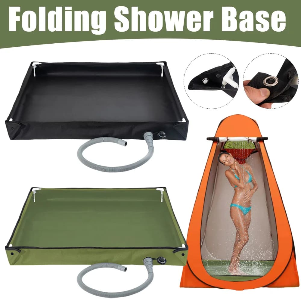 Portable Shower Pan with Drain Hose Camping Shower Tent Floor Base Outdoor Tent Shower Tray for Indoor and Outdoor