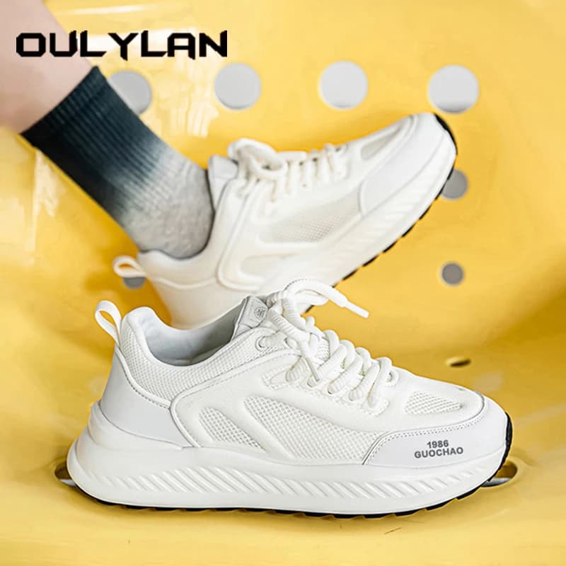 Oulylan Scarpe casual da uomo color block Scarpe da ginnastica traspiranti antiscivolo moda estiva all'aperto Calzature sportive stringate con suola morbida