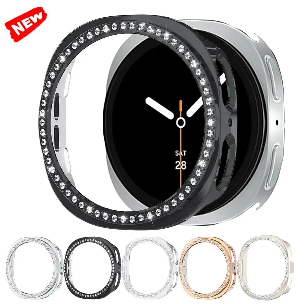 Cute Diamond Case For Samsung galaxy watch 8 40mm 44mm Accessories Hollow PC Protective Bumper shell for galaxy watch8 cover