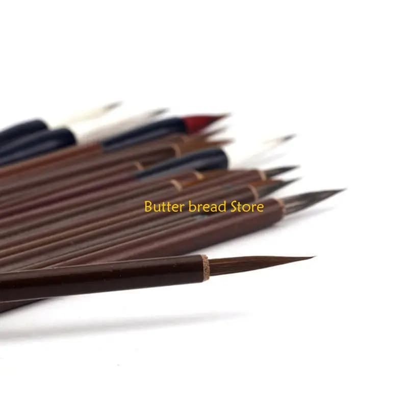 W89C Chinese Calligraphy Painting 16 Chinese Calligraphy Brushes with Brush Holder Watercolor Brush Portable Artist Set