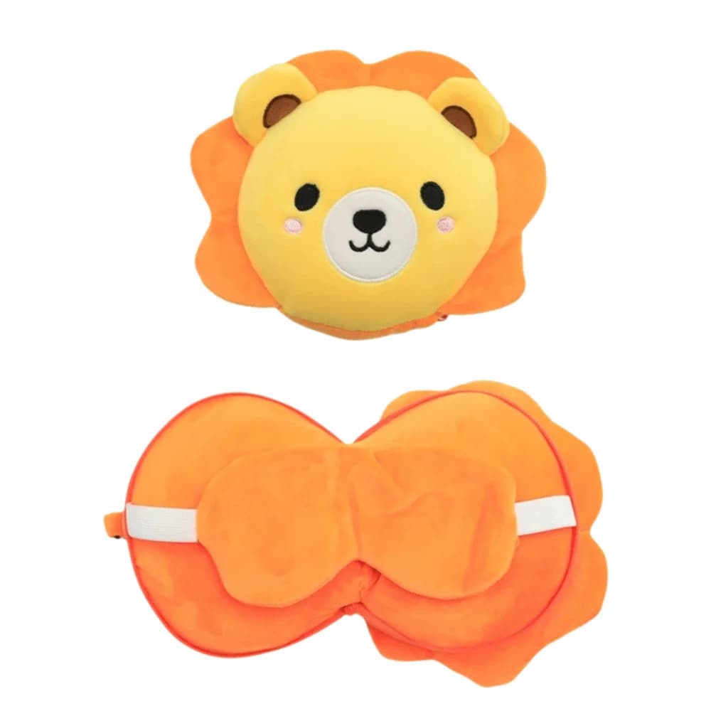 Creative 2 in 1 Neck Pillow Cartoon Velvet Napping Sleeping Pillow Portable U-shaped Travel Eye Cover Sleeping