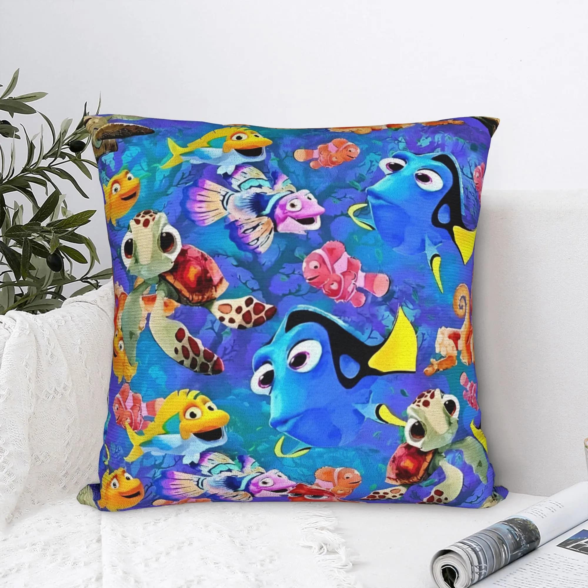 Finding Nemos Dorys Bruce Squirt Crush Square Pillowcases Polyester Sofa Cushion Case Cool Decor Pillow Cover 40*40