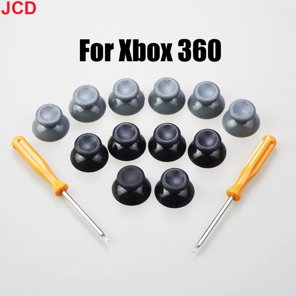 JCD New 7pcs/set Black Gray 3d Analog Stick For Xbox 360 Controller Thumbsticks Caps For Xbox360 Gamepad Repair Parts With Tool