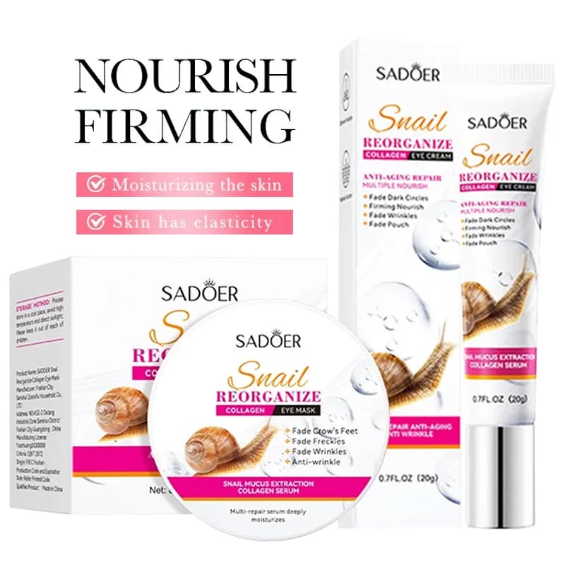 SADOER Snail Eye Care Set Collagen Anti Eyes Mask Hydrating Eye Cream Anti-aging Eye Care Skin Care