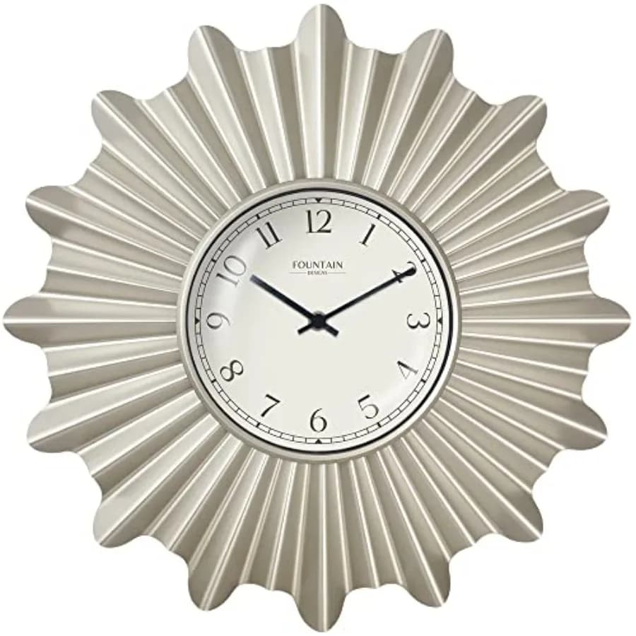 Orologio da Parete Stile Mid-Century Starburst, Orologio da Parete in Metallo Silenzioso Minimalista, Stile Moderno Farmhouse