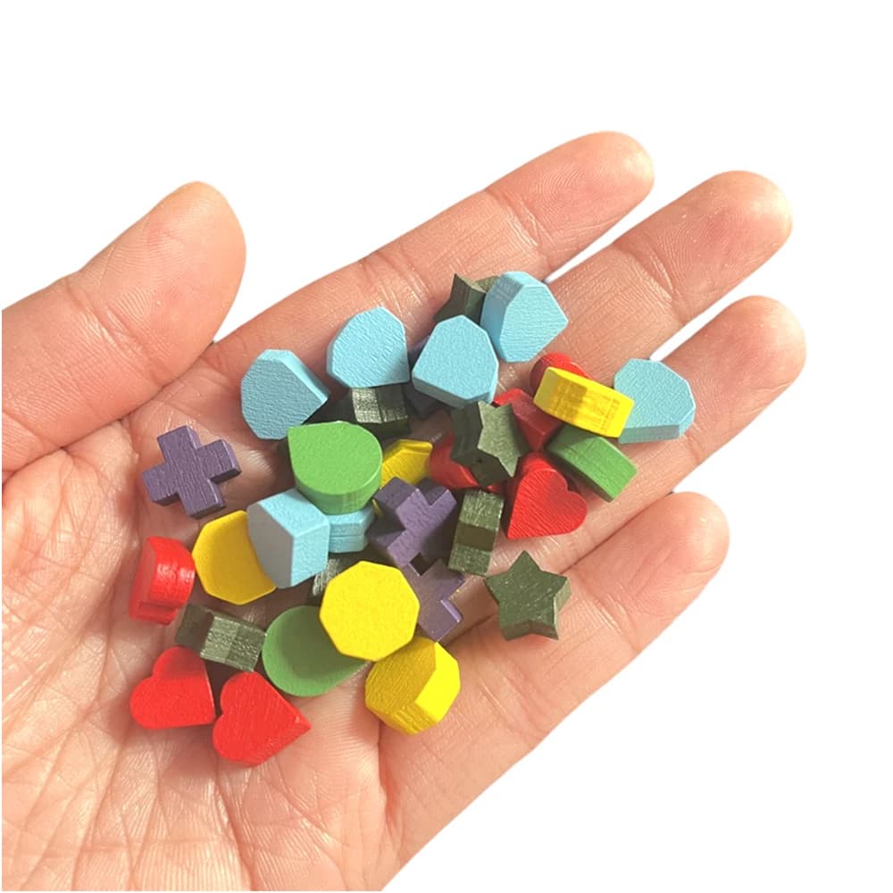 Gettoni da gioco in legno da 100 pezzi da 10 mm: forme di cuore, diamante, croce, stelle per giochi da tavolo, scacchi, marcatori di carte e accessori da tavolo