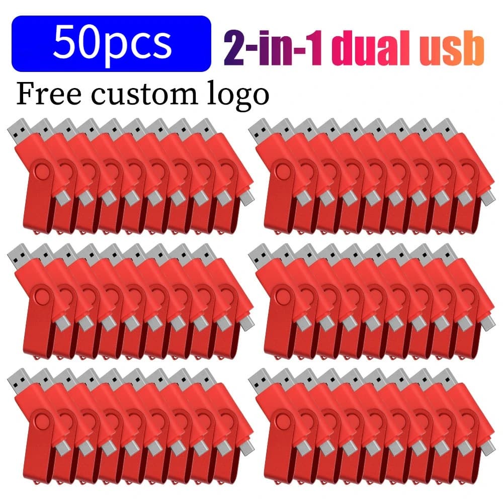 50 Pezzi Chiavetta USB Tipo C 64GB, Penna USB 2.0 da 64GB 32GB 16GB, Chiavetta USB 8GB 4GB, Memoria USB per Telefono, Regalo Aziendale