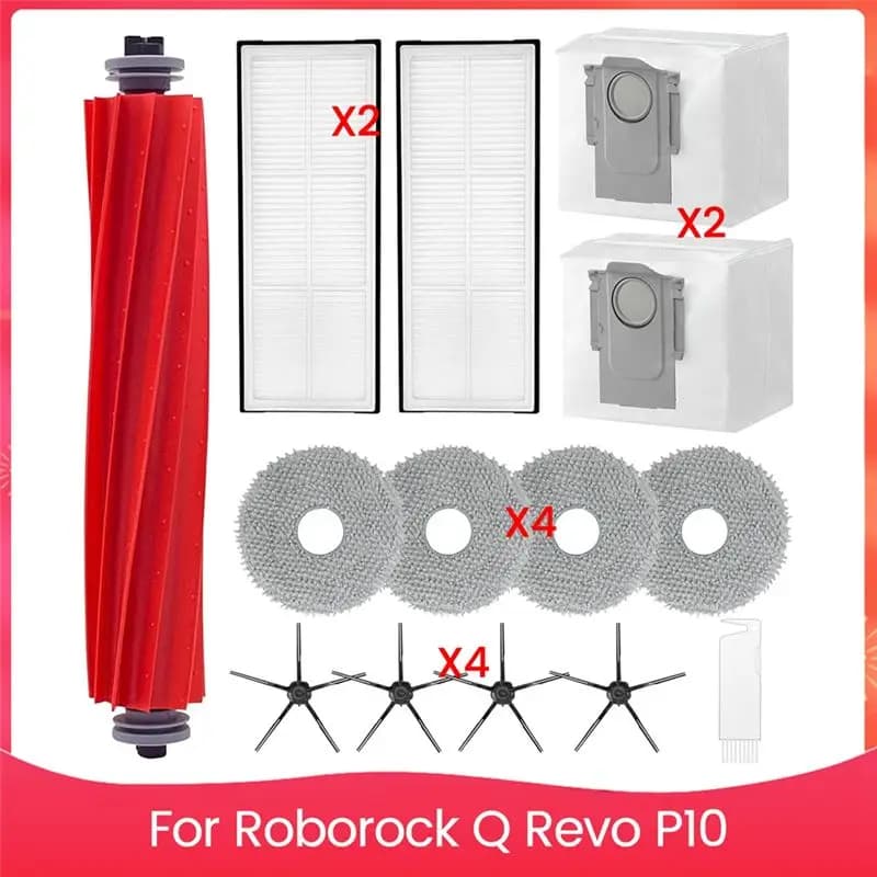 AEE4-Per Roborock Q Revo, P10 Robot Aspirapolvere Parti di ricambio Spazzola laterale principale Filtri HEPA Mop Pad Sacchetti per la polvere