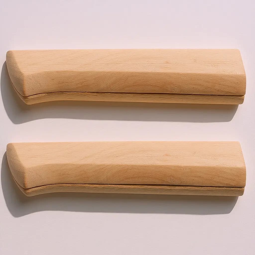 2 Pcs Kitchen Beech Wood Knife Handle Replacement for Japanese Knives Repair Khaki
