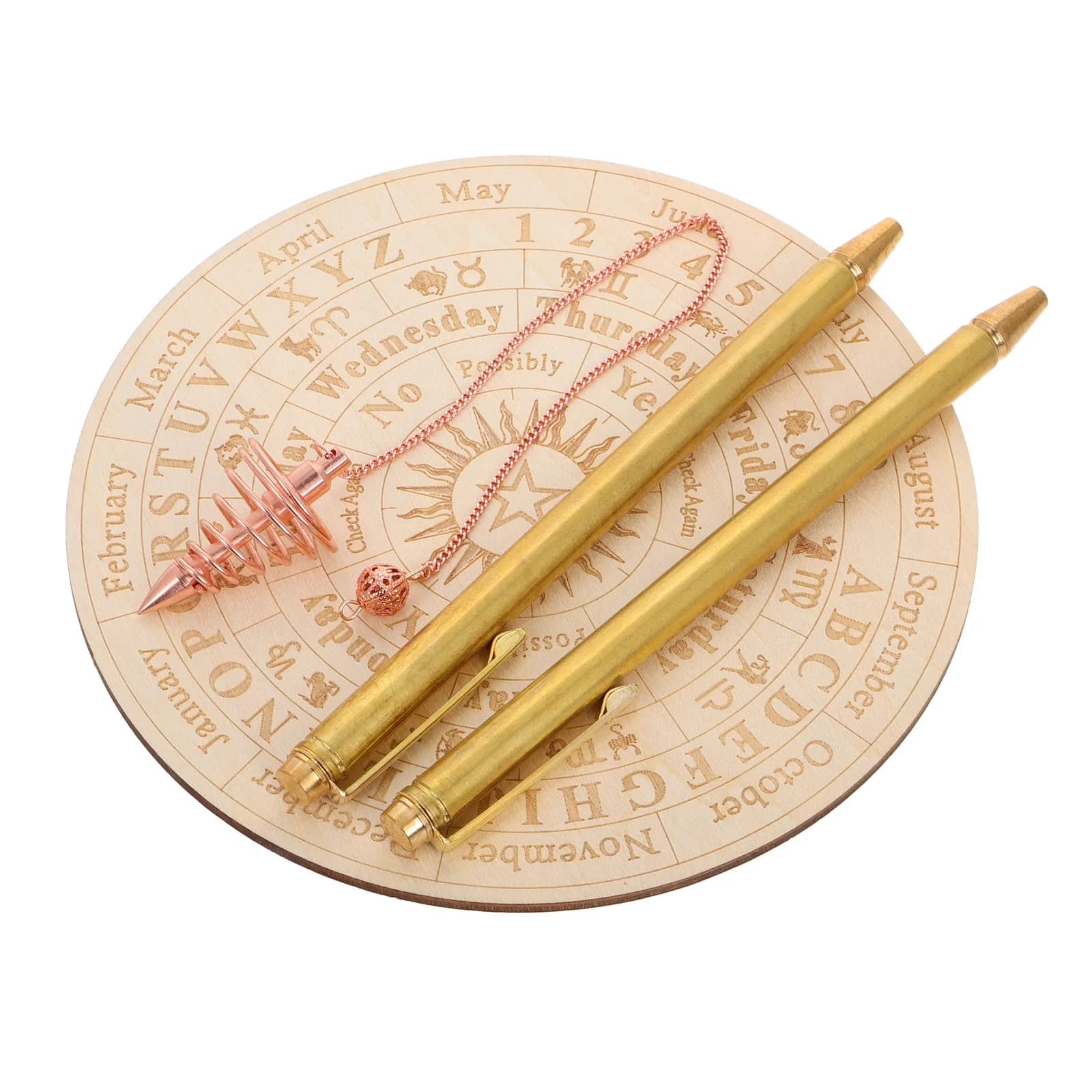 Set di 1 bacchetta di rame per divinazione, kit di bacchette per divinazione spirituale con pendolo e tappetino per caccia ai fantasmi e divinazione.