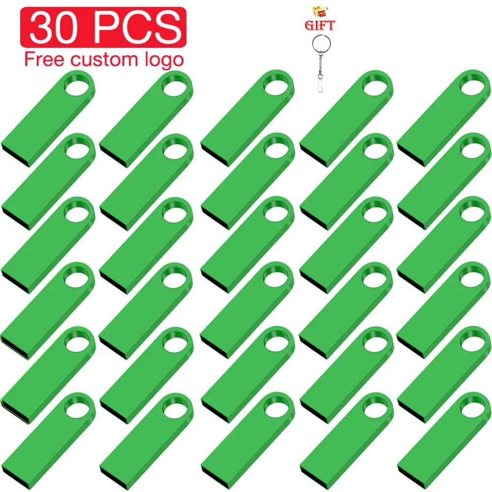 SHANDIAN Set di 50 Pen Drive da 128GB con Logo Personalizzato Gratuito, Memoria USB Impermeabile con Portachiavi Gratuito, Chiavetta USB in Metallo da 64GB e 32GB