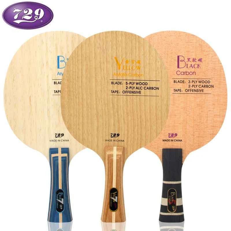 729 Amicizia ALC Lama da ping pong professionale Racchetta originale 5 + 2 Blu Giallo Arylate Carbonio Ping Pong Paddle Attacco rapido
