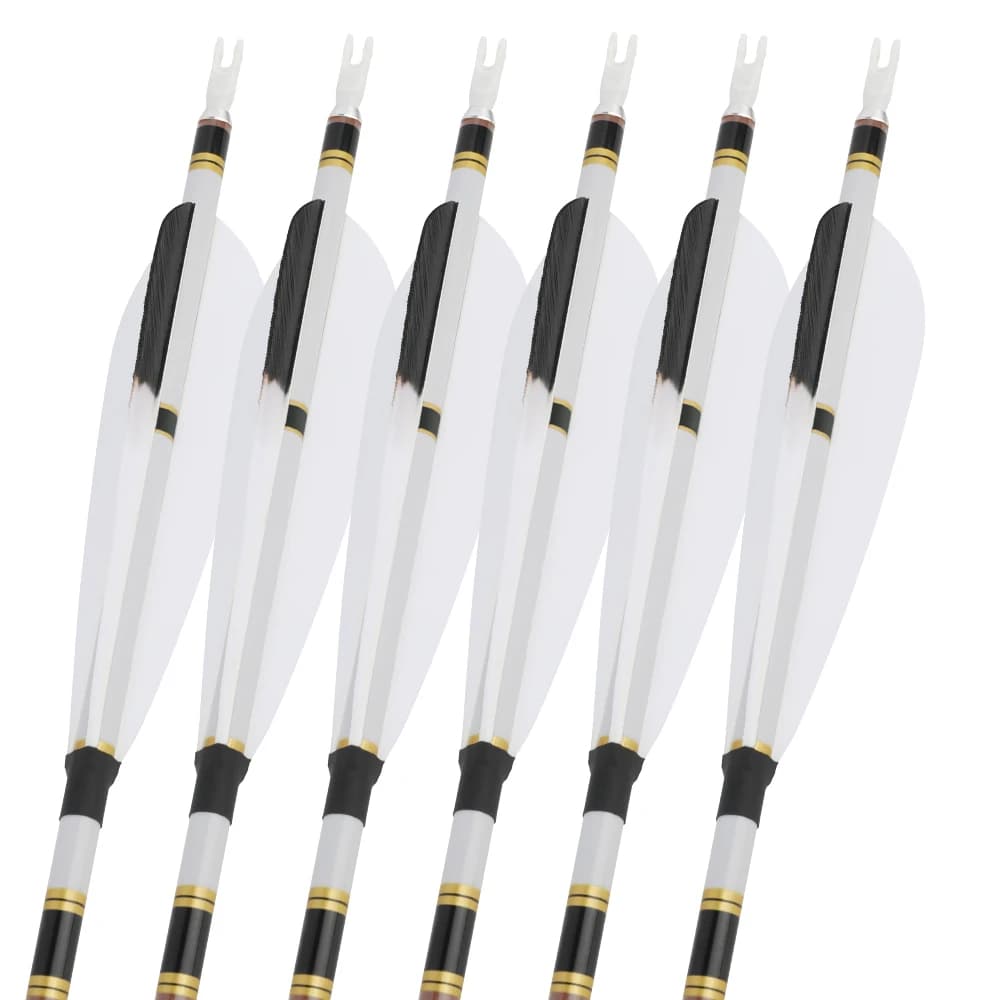 6/12 Pezzi Frecce in Carbonio Puro 31" con Asta da +-0.006 Pollici, Spine 250 300 350 400 500 600, per Caccia con l'Arco e Pratica di Tiro al Bersaglio