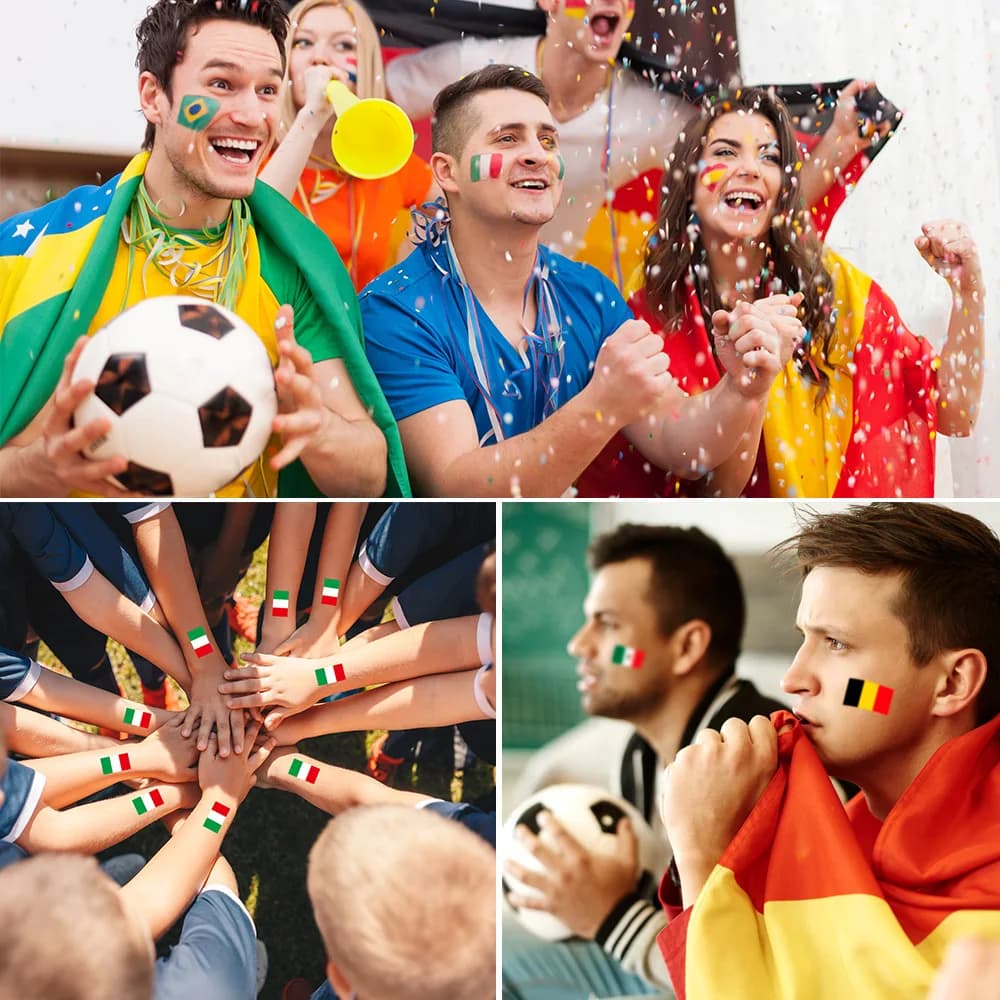 2 adesivi per tatuaggi temporanei per decorazioni per feste di tifosi di calcio