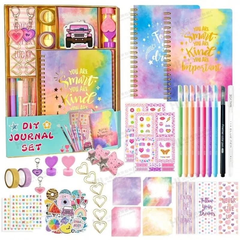 1set DIY Journal Set Stationery Set Scrapbook Journal Supplies Set Birthday Gift Album Children's Diary Kit Stationery Sticker