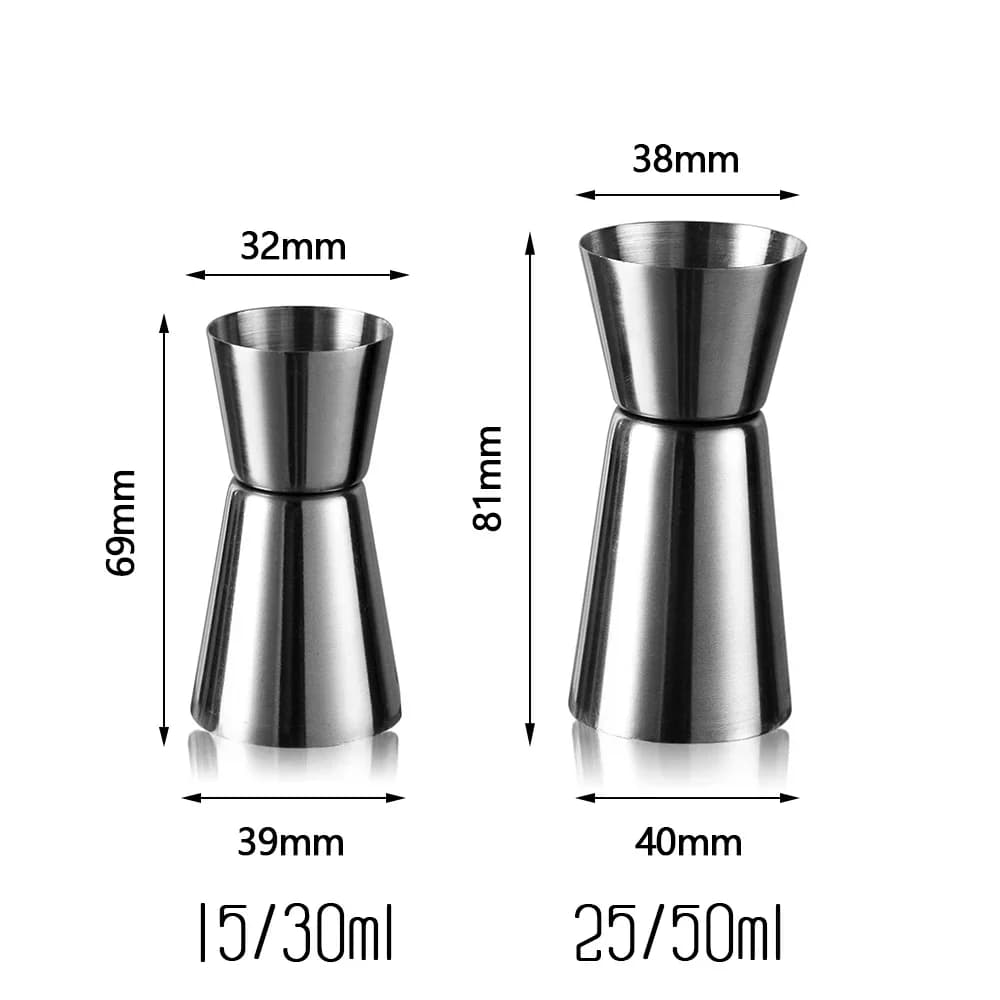 Shaker per cocktail in acciaio inossidabile, misurino, jigger per misurare spirito per bevande a doppio colpo, gadget da cucina da 15/30 ml o 25/50 ml