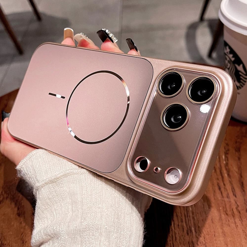 Luxury Laser Large Window Phone Case for iPhone 17 Pro Max 17Pro 17 Magnetic Shockproof Matte Cases for iPhone17 ProMax Cover