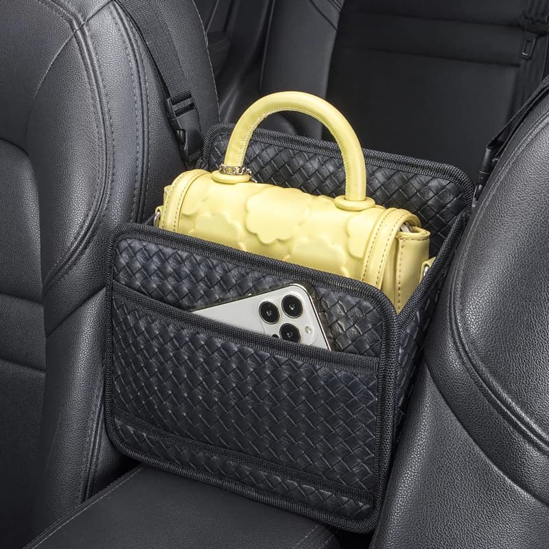 Borsa portaoggetti centrale per sedile auto, porta fazzoletti, borsa portaoggetti per schienale, portabicchieri, organizer multifunzionale per auto