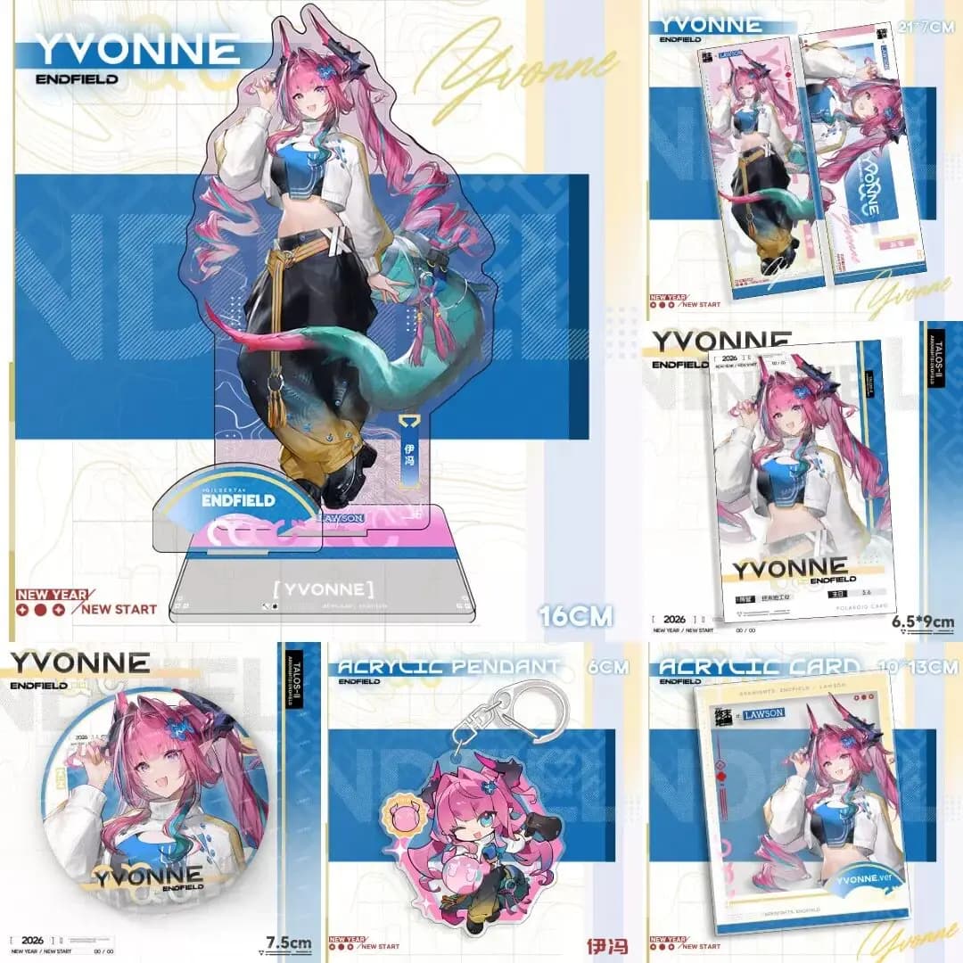 Badge, Standee in Acrilico, Fotocamera Istantanea, Ciondolo Trasparente, Biglietto Laser del Gioco Anime Arknights: Endfield Rossi Yvonne Gelperta